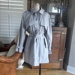 Cole Haan Women's Water Resistant Zipper Rain Jacket FOG BELTED XXL NEW